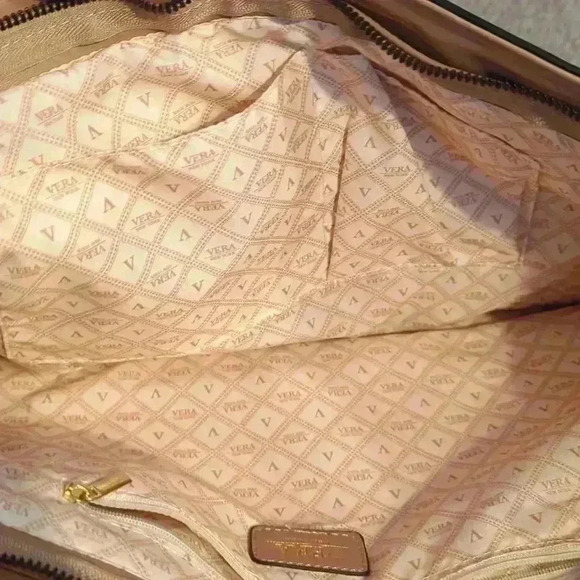 Vera Neumann leather tote purse, camel color - Picture 10 of 13